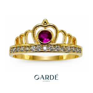 Anillo Corona Circón Fucsia