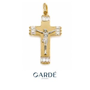 Dije Cruz Con Cristo En Oro Blanco